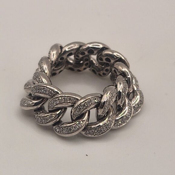 10k White Gold Diamond Icing Flexible Ring - Picture 2 of 6